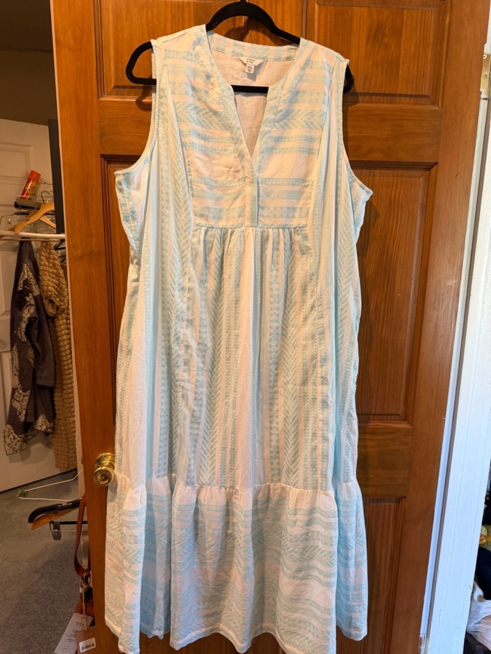 NWOT! XXL Crown & Ivy Sleeveless Mint & White Maxi Dress